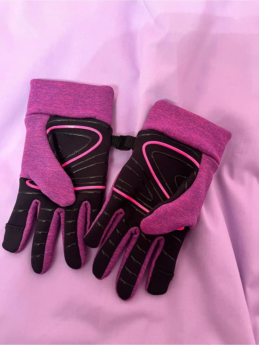 Head Pink & Black Kids Grip Mittens with Dot Accents